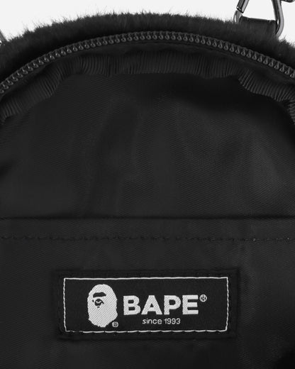 A Bathing Ape Ape Head Faux Fur Mini Shoulder Bag M Black Bags and Backpacks Shoulder Bags 1K80190003 BLACK