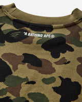 A Bathing Ape 1St Camo Jacquard College Relax Fit Crewneck Sweatshirt M Green Sweatshirts Crewneck 1L30113307 GREEN