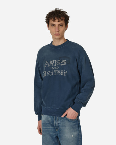 Aries Aged Aries and Destroy Diamante Sweatshirt Navy Sweatshirts Crewneck SUAR20004X NVY