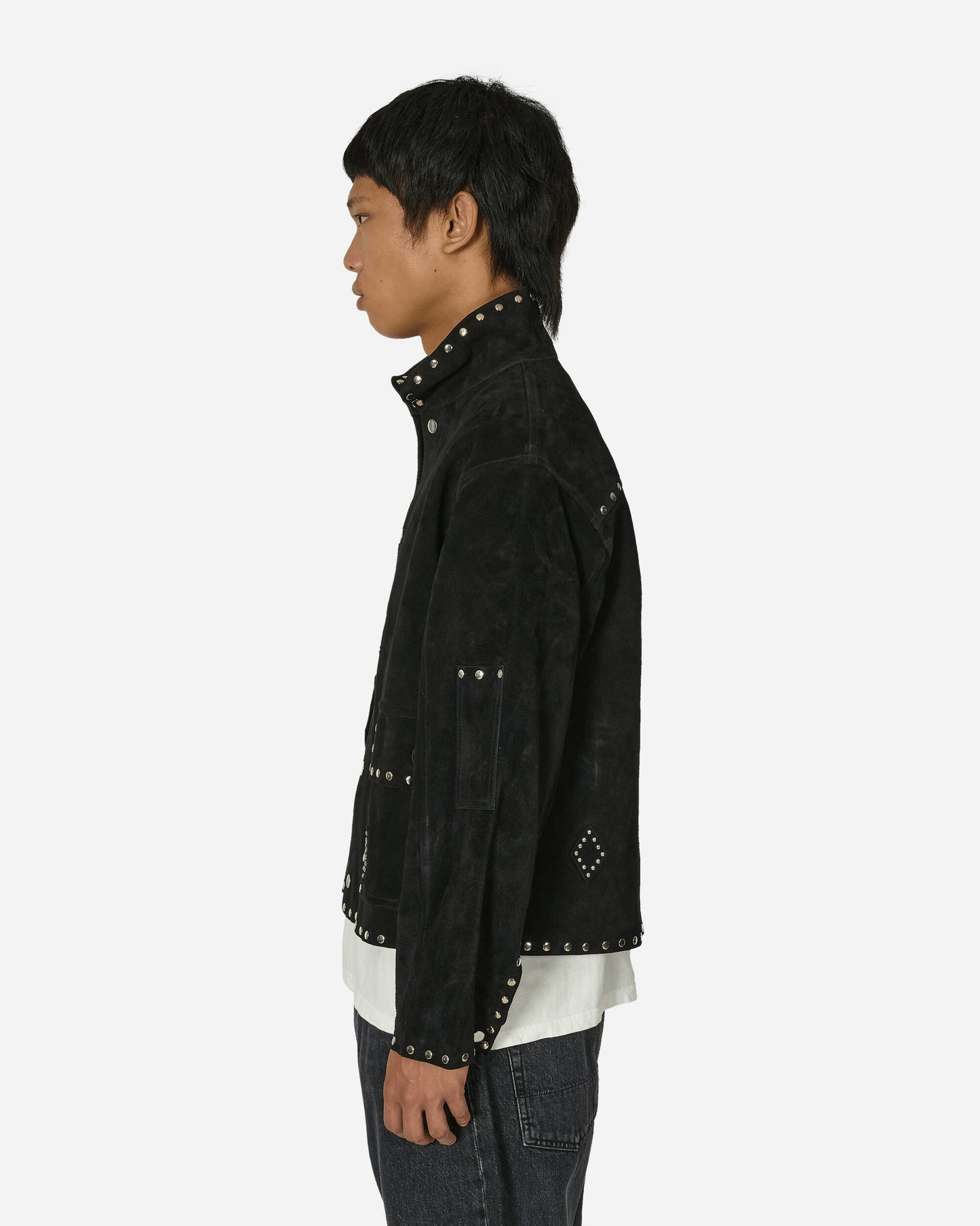 Bode Deck Of Cards Studded Jacket - Black Black Coats and Jackets Leather Jackets MRS24OW013 1