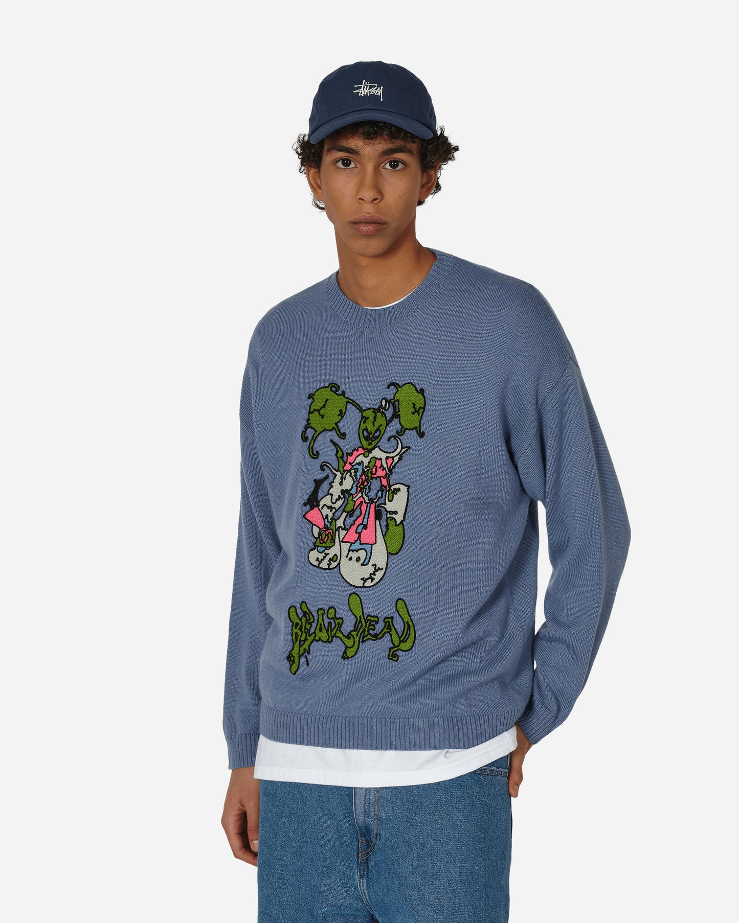 Brain Dead Cyber Bunny Sweater Blue Knitwears Sweaters BDW23O12003380 BL01