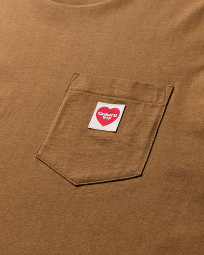 Carhartt WIP S/S Pocket Heart T-Shirt Hamilton Brown T-Shirts Shortsleeve I032128 HZXX