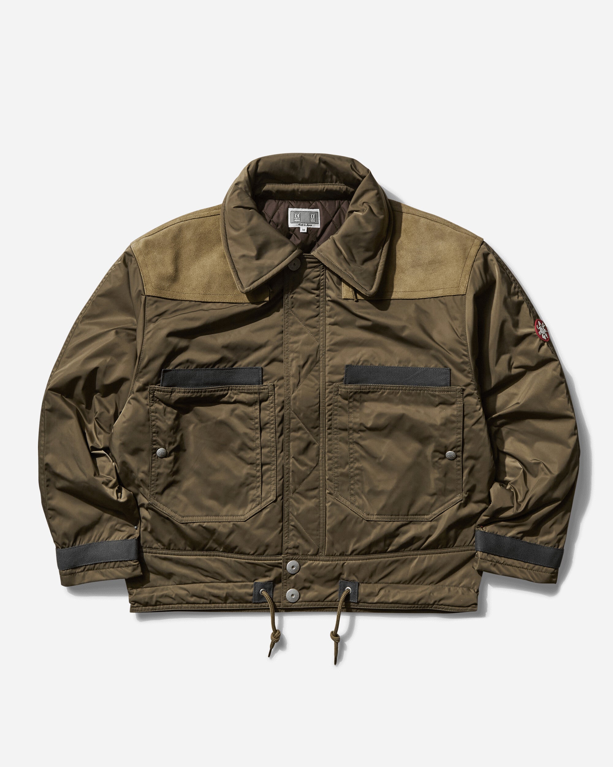 Cav Empt Leather Shoulder Bomber Jacket Khaki Coats and Jackets Bomber Jackets CES26JK09 1