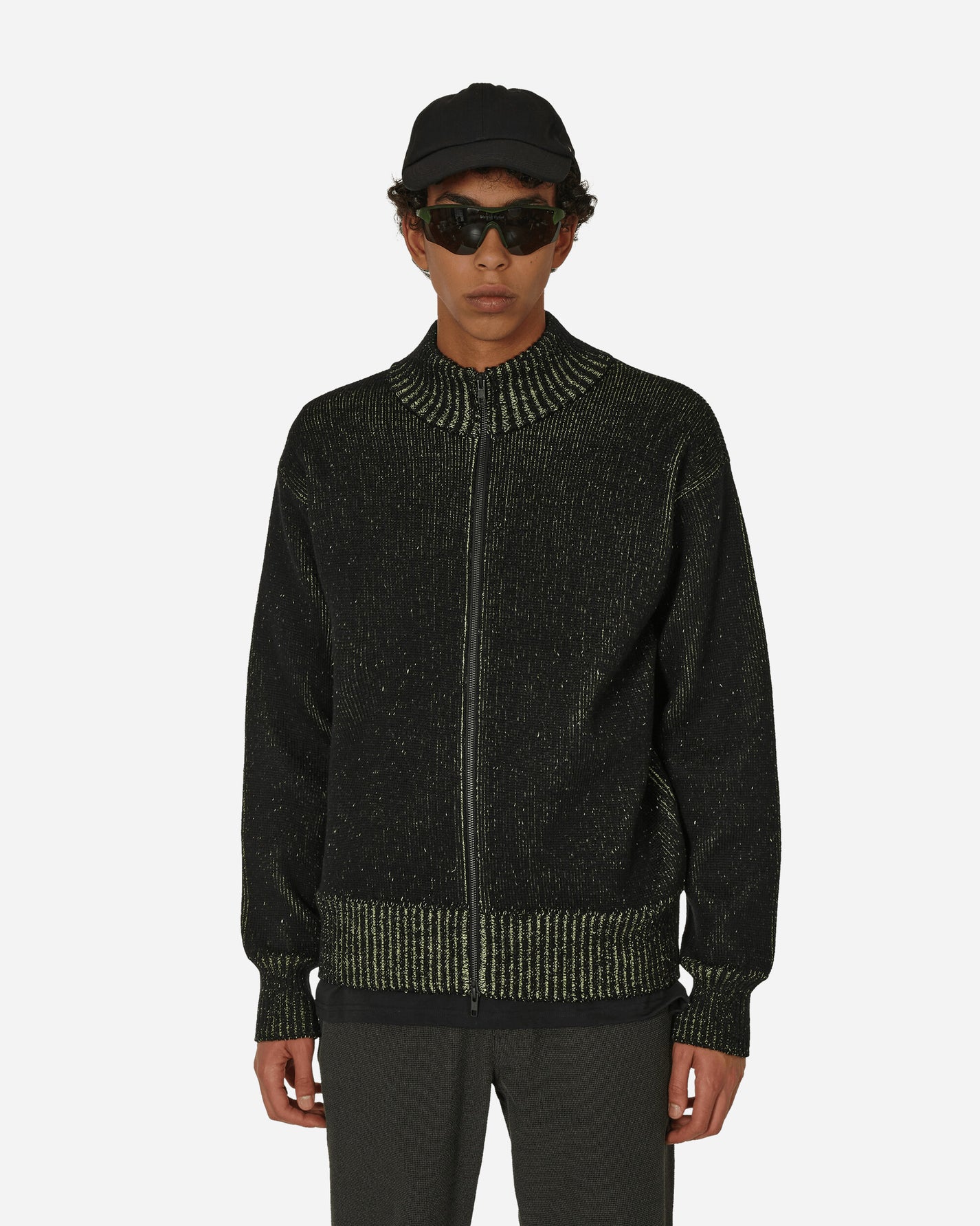 GR10K Aimless Compact Knit Full Zipped Sweater Herren Black Knitwears Sweaters AW23GR7B4CB  BK