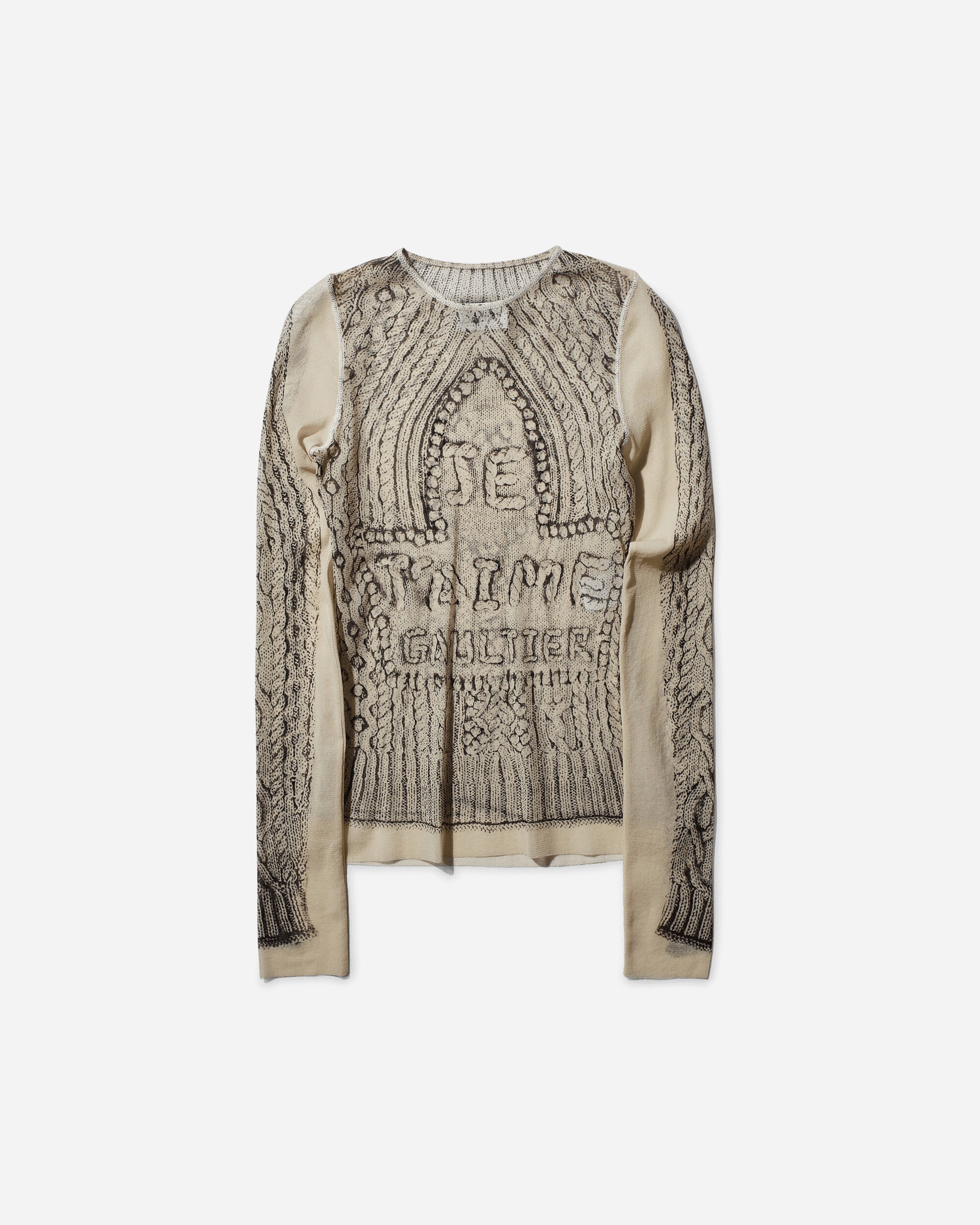 Jean Paul Gaultier Wmns Pull Je T'Aime Lightbeige/Black T-Shirts Longsleeve 2431FTO201-T571 6900