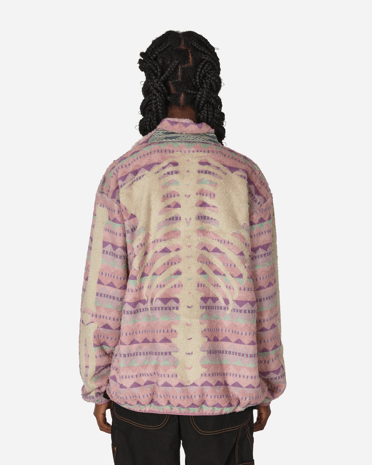 KAPITAL Ashland Stripe & Bone Fleece Zip Blouson Pink Sweatshirts Fleece EK-1516 1