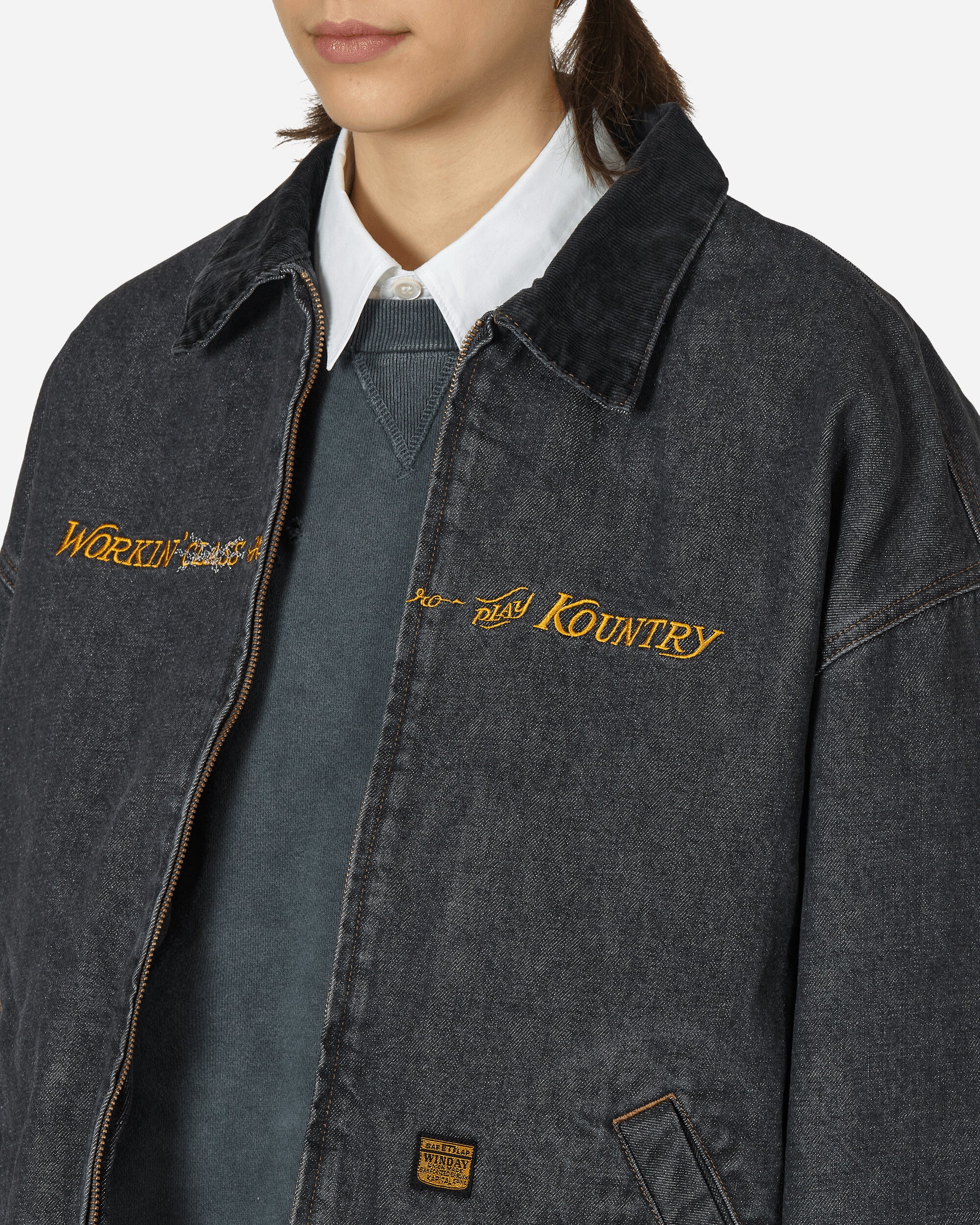 KAPITAL 14Oz Blkxecr Denim T-Back Drizzler Jkt(Working Embroidery) Blkxecr Coats and Jackets Jackets K2310LJ083 1