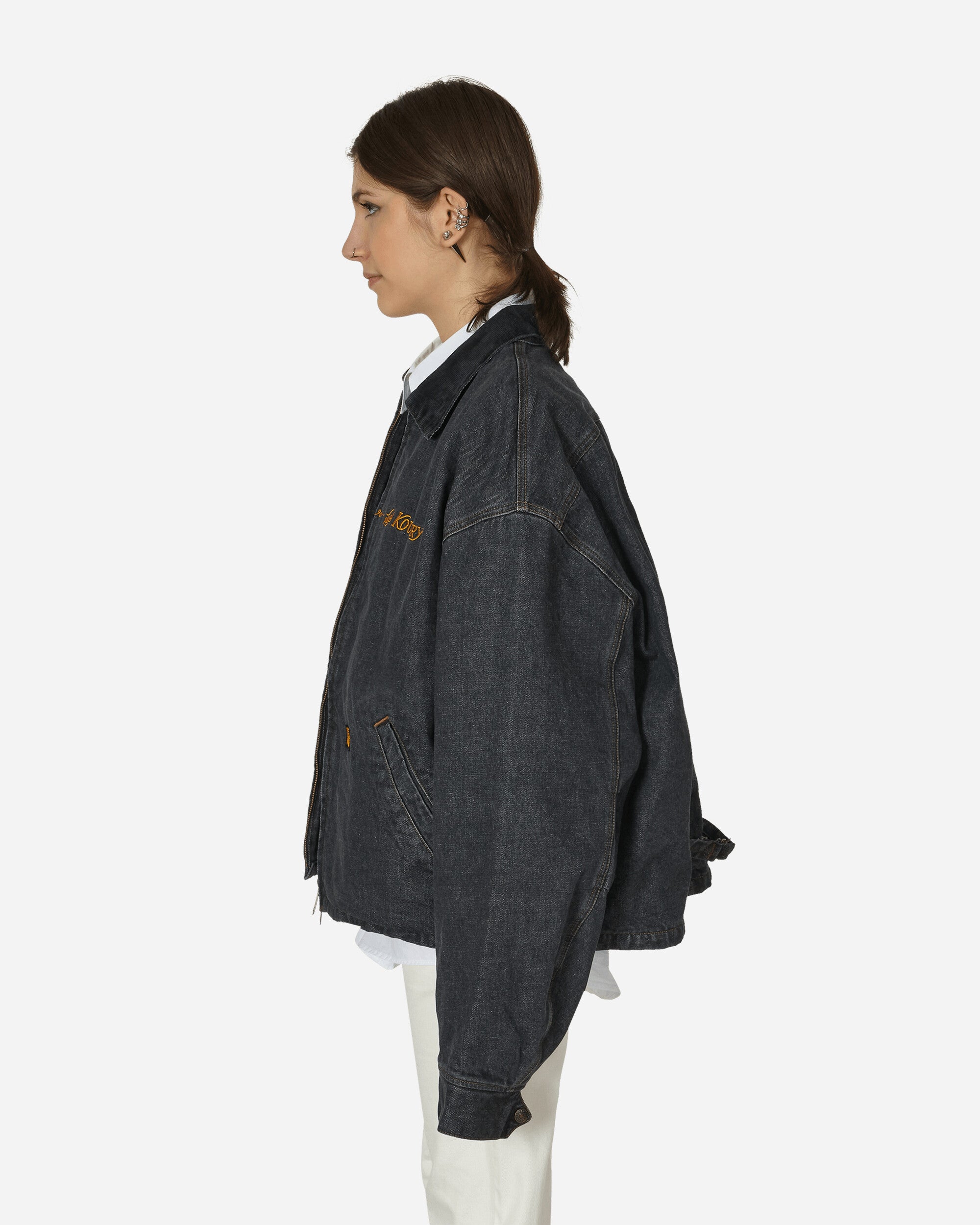 KAPITAL 14Oz Blkxecr Denim T-Back Drizzler Jkt(Working Embroidery) Blkxecr Coats and Jackets Jackets K2310LJ083 1