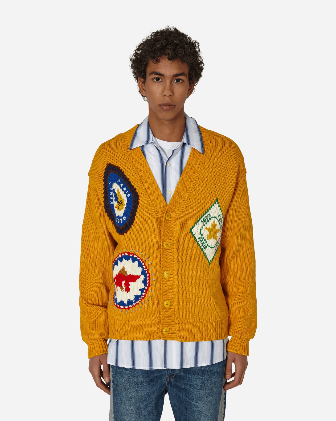 KENZO Paris Kenzo Travel Cardigan Golden Yellow Knitwears Cardigans FD65CA4083BF 40