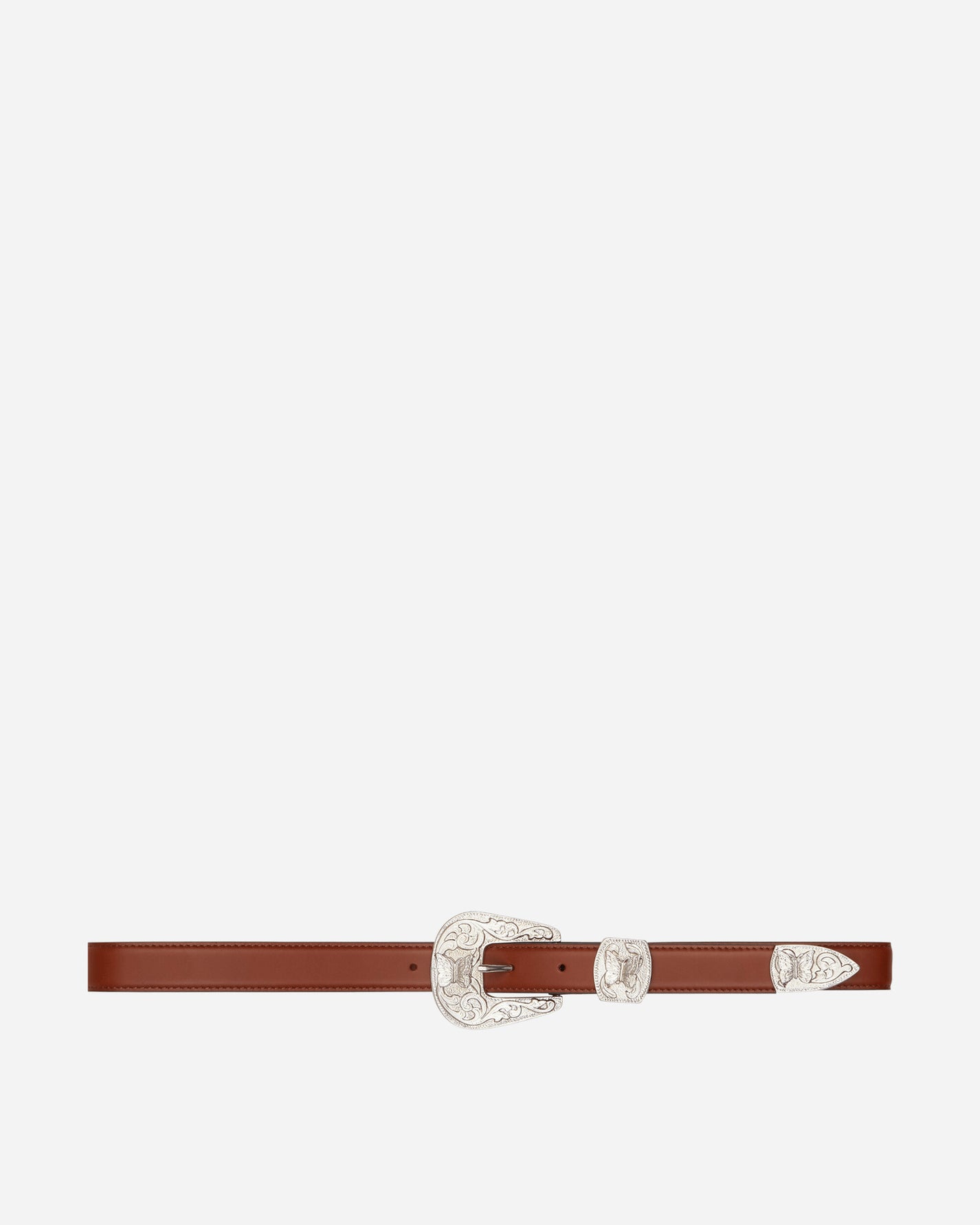 Needles Papillon Western Tip Belt - Steer Lthr. Brown Belts Belt OT032 A