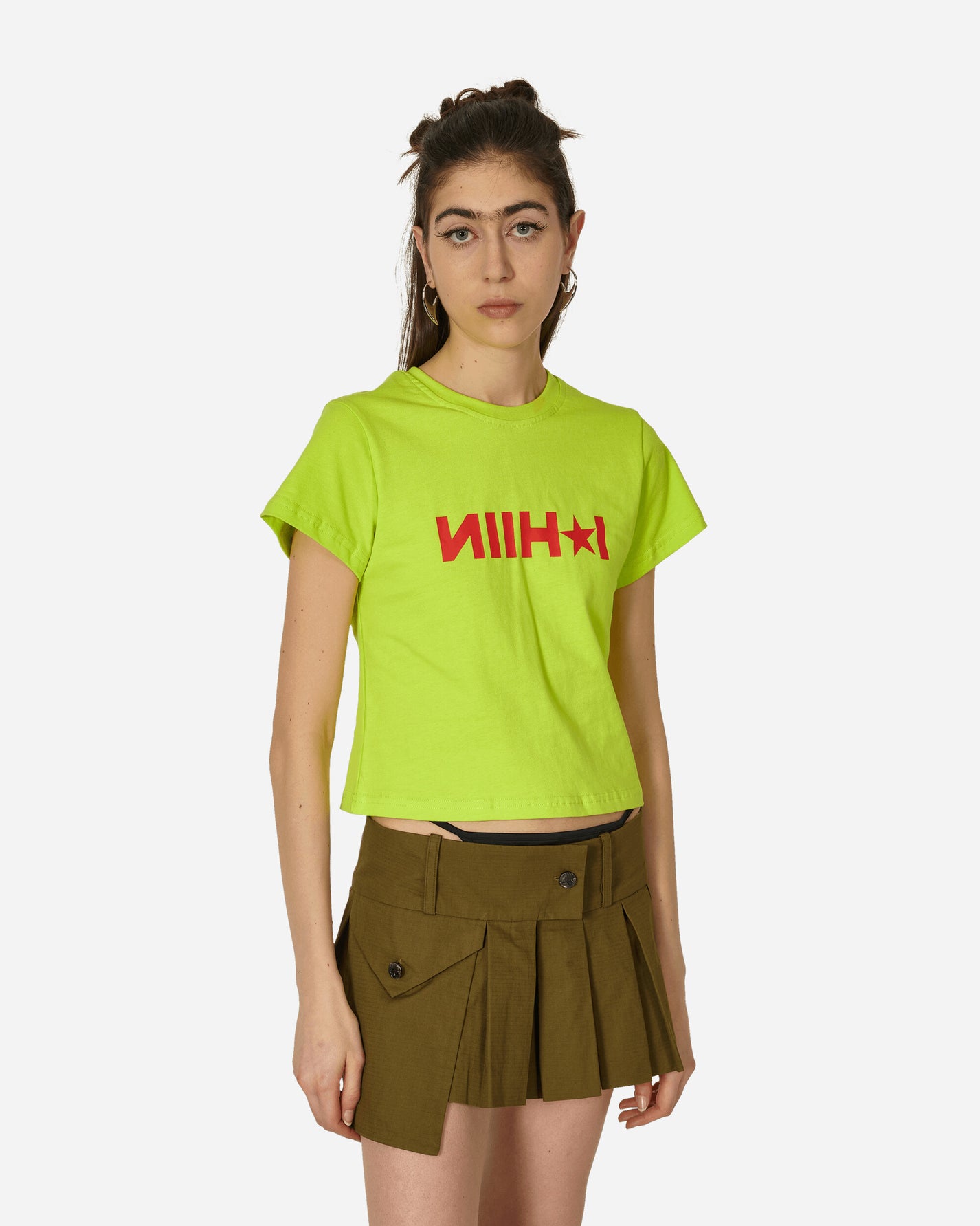 Nii Hai Wmns High Star Baby Tee In Neon Yellow Yellow T-Shirts Cropped TPS-HSB YLW