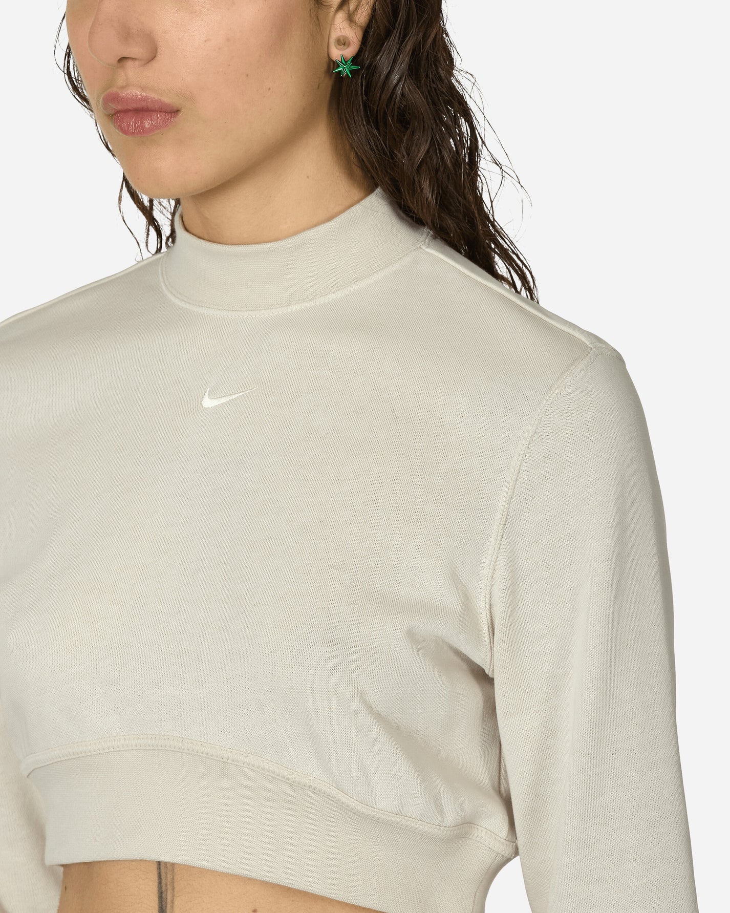 Nike Wmns Nsw Nk Chll Ft Crp Crew Lt Orewood Brn/Sail Sweatshirts Crewneck FN2476-104