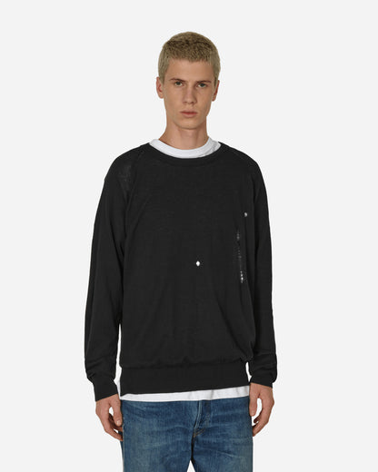 Peel & Lift Peel & Lift  X Slam Jam Damaged Jumper Black Knitwears Sweaters PL23-K003 001