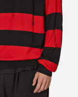 Peel & Lift Peel & Lift  X Slam Jam Damaged Stripe Jumper Black/Red Knitwears Sweaters PL23-K004 001