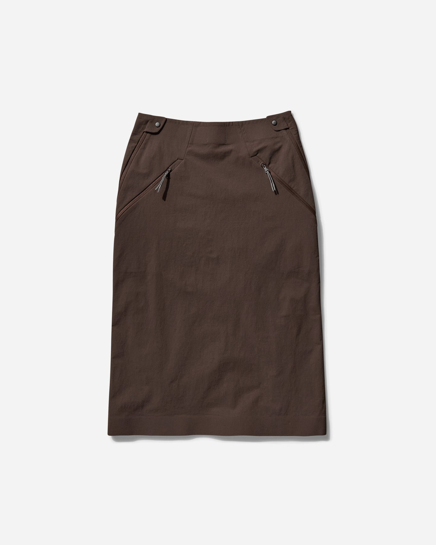 ROA Y Zip Skirt Dark Brown Skirts Midi RBWW019FA10 BRW0003