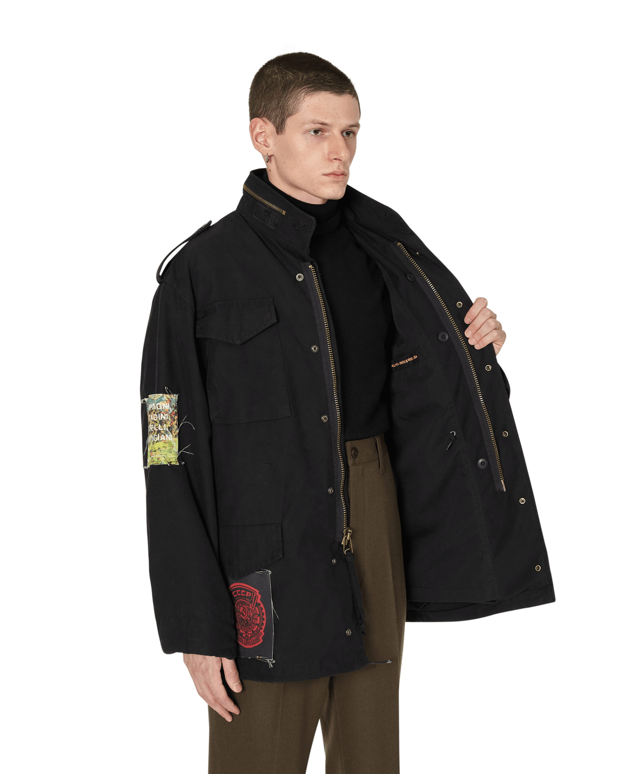 Slam Jam CCCP FEDELI ALLA LINEA - FIELD JACKET Black Washed Coats and Jackets Jackets SJAUJK01FA02 BLK001