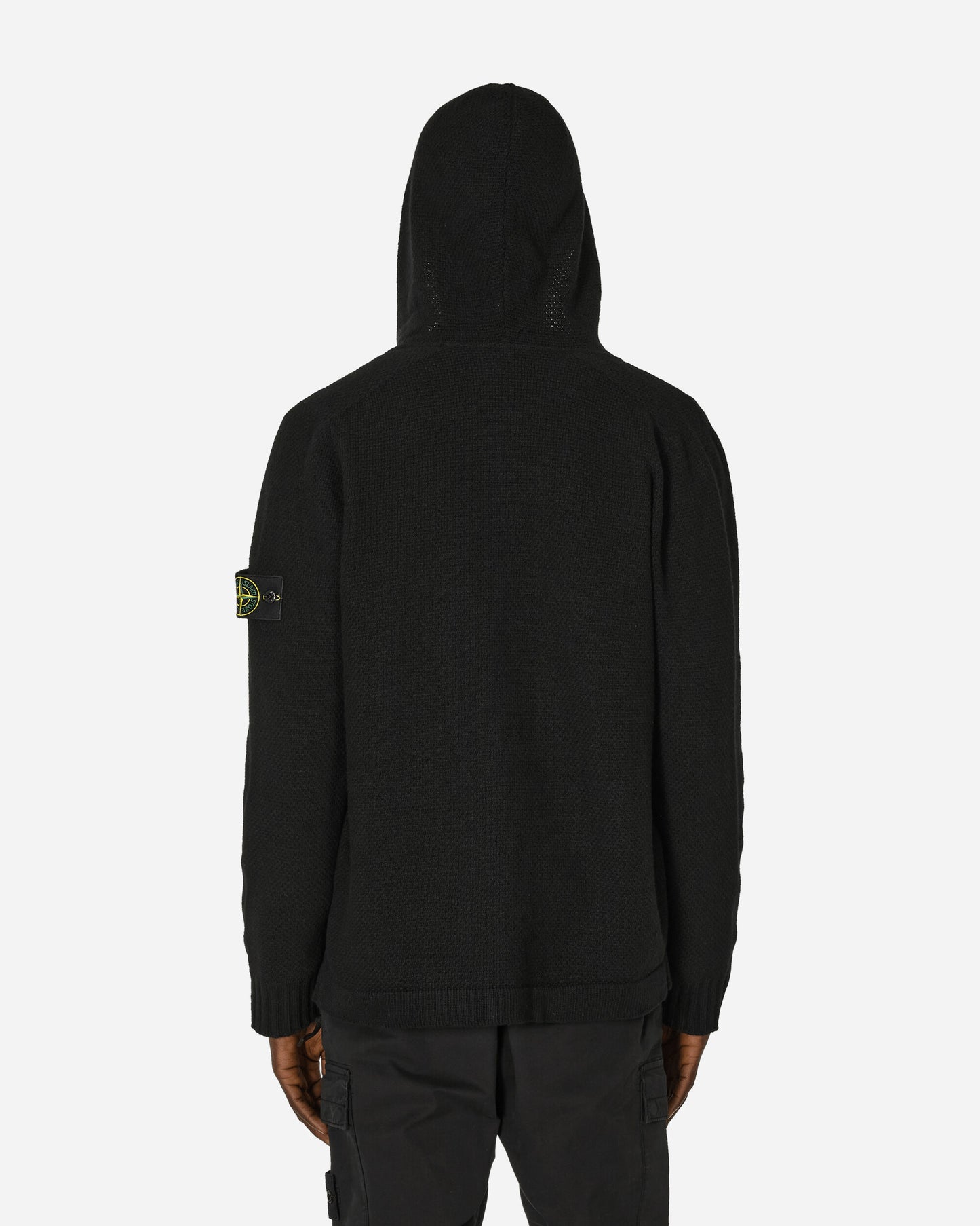 Stone Island Zip Up Lambswool Sweater Black Knitwears Sweaters 8115567A3 V0029