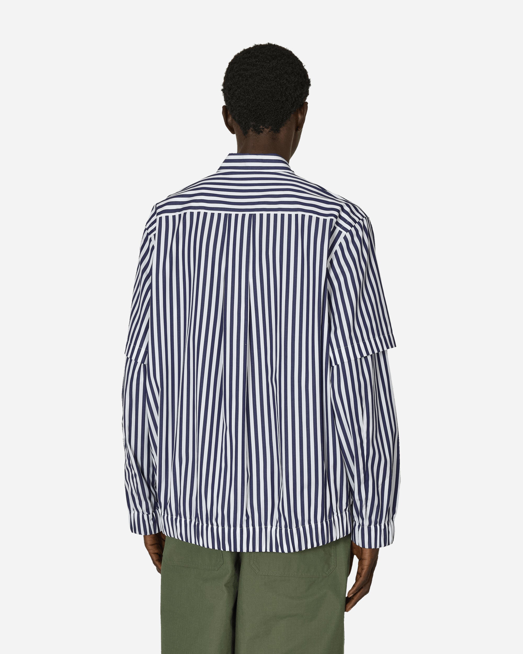 sacai Cotton Poplin Shirt Navy Stripe Shirts Longsleeve Shirt 24-03465M 222