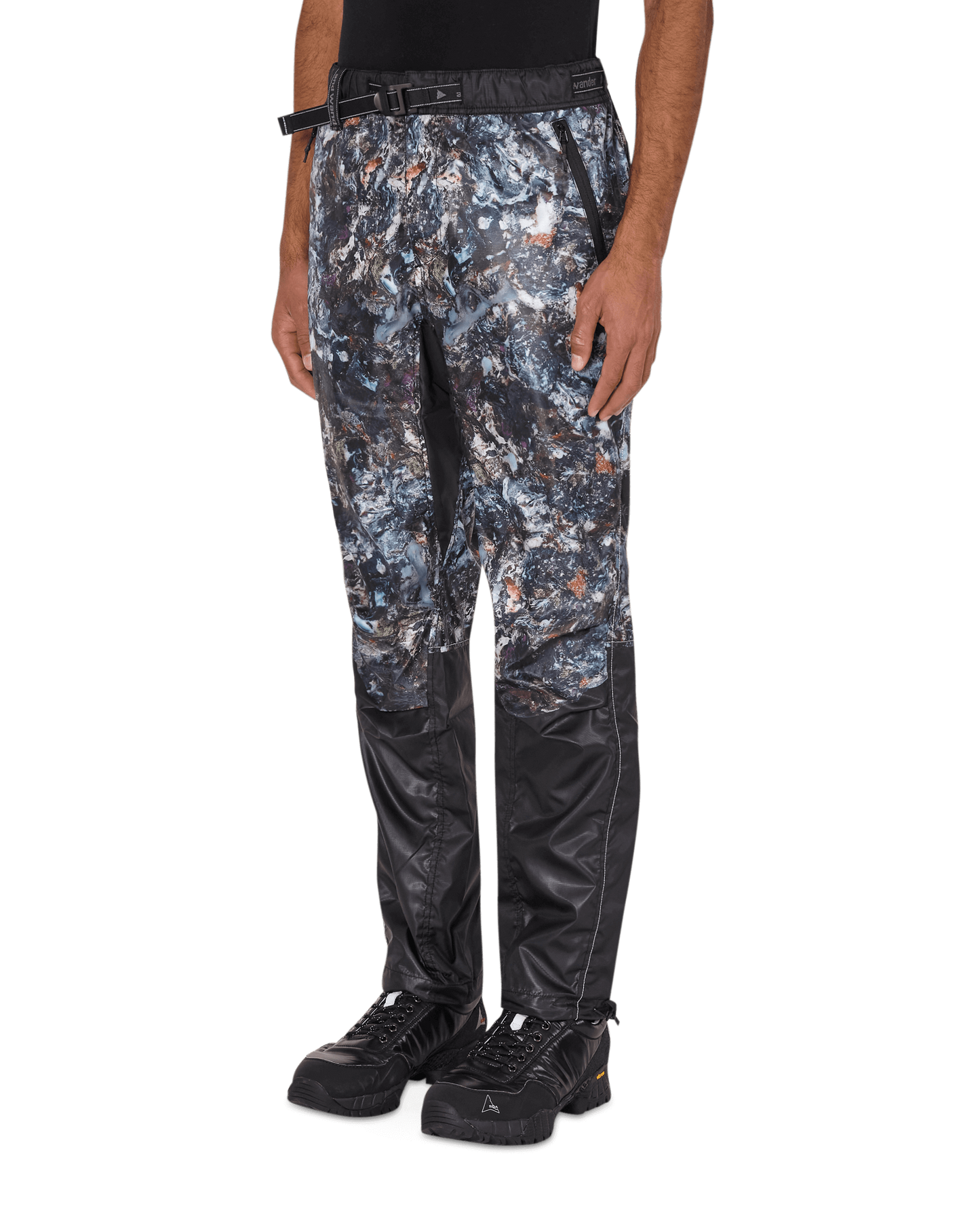 And Wander Stone Printed Rip Black Pants Trousers 5740222009 010