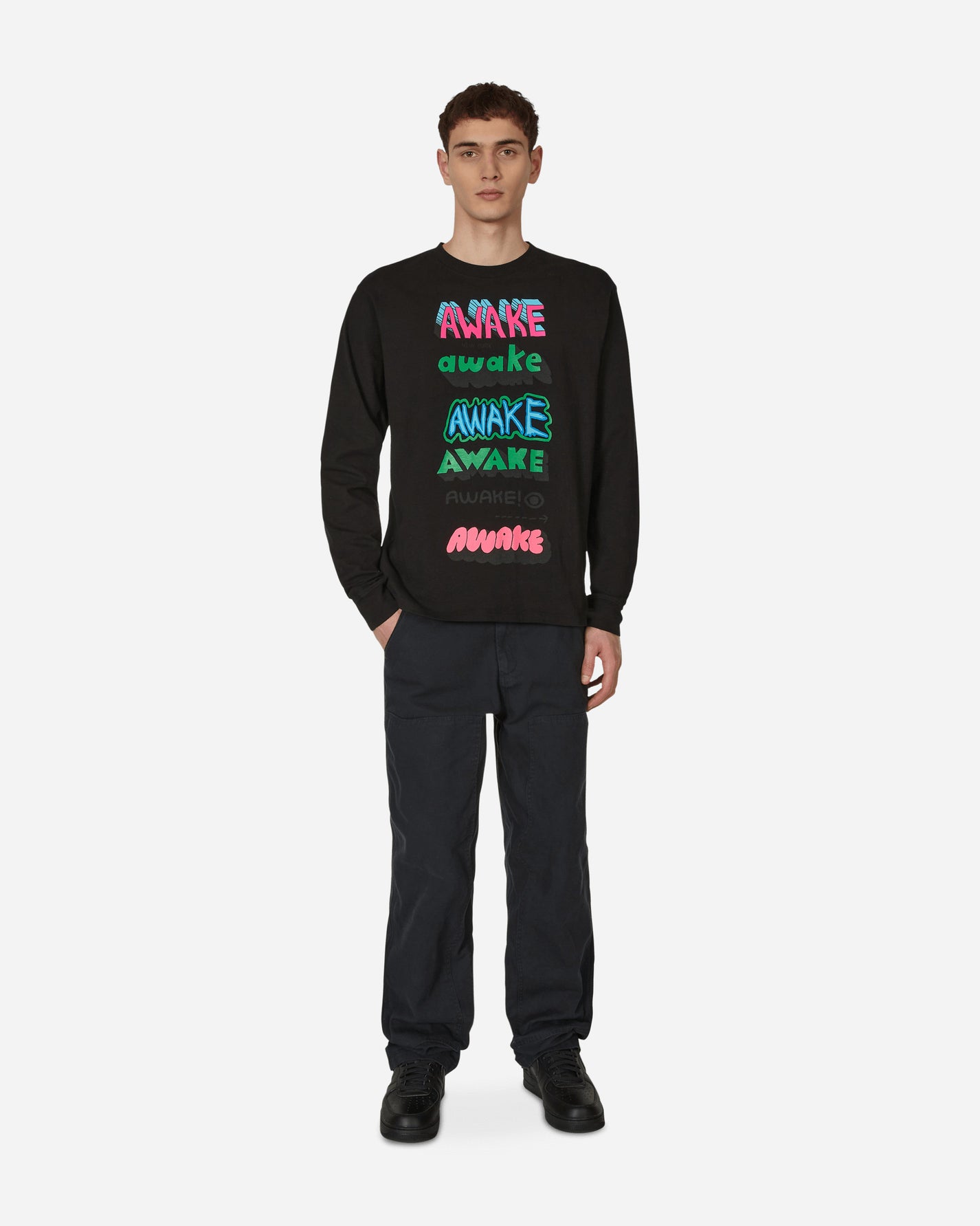 Awake NY Stefan Meier X Awake Ny Printed Long Sleeve Black Shirts Longsleeve Shirt AWK-FW22-TS004 BLA