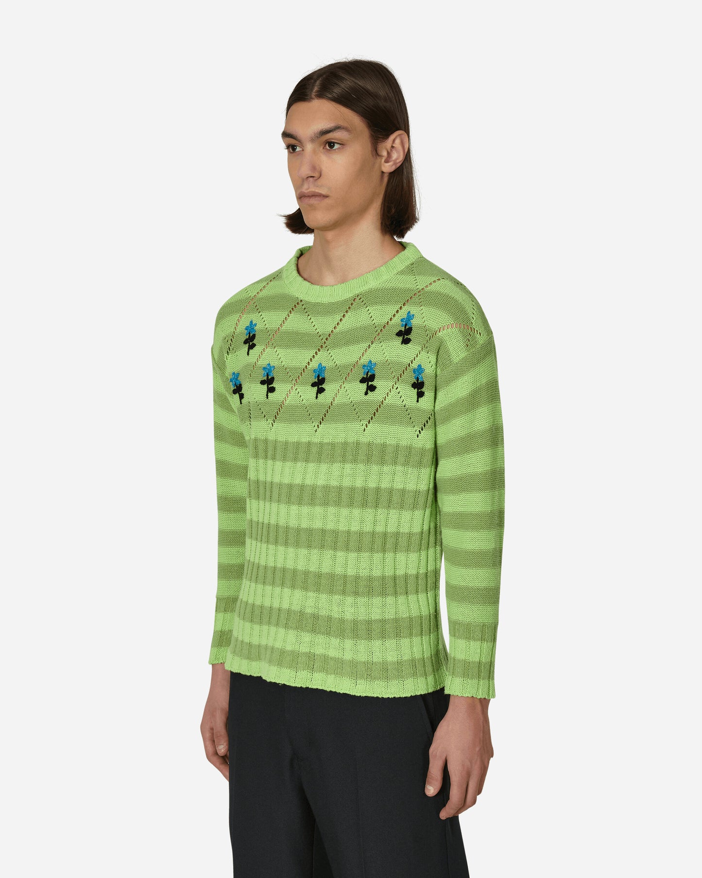 Cormio Damagoj Line Dyed Striped Green Knitwears Sweaters CORDAMAGOJ STRIPEDGREEN