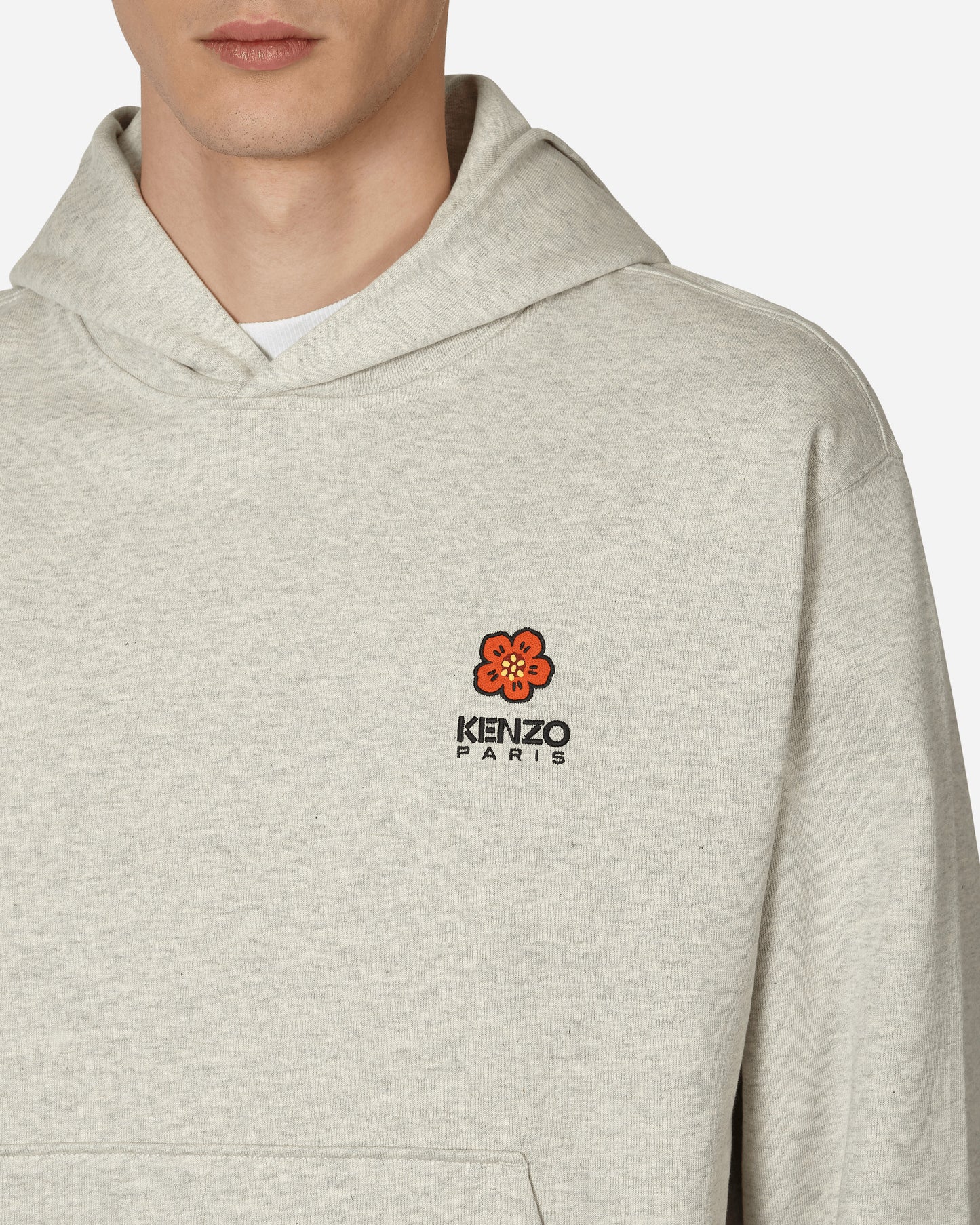 Kenzo Paris Boke Flower Crest Classic Hood Pale Grey Sweatshirts Hoodies FD55SW4414MF 93