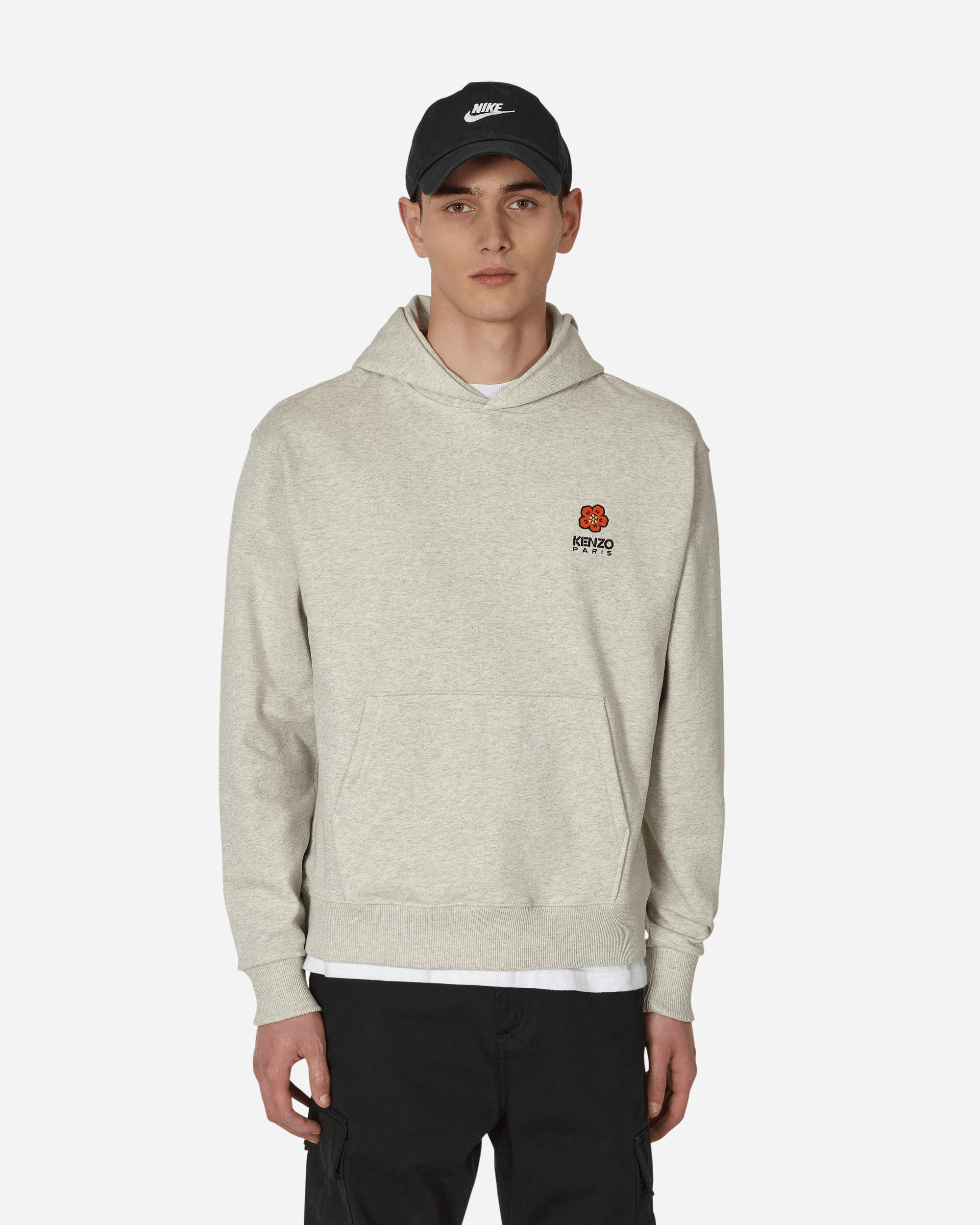 Kenzo Paris Boke Flower Crest Classic Hood Pale Grey Sweatshirts Hoodies FD55SW4414MF 93