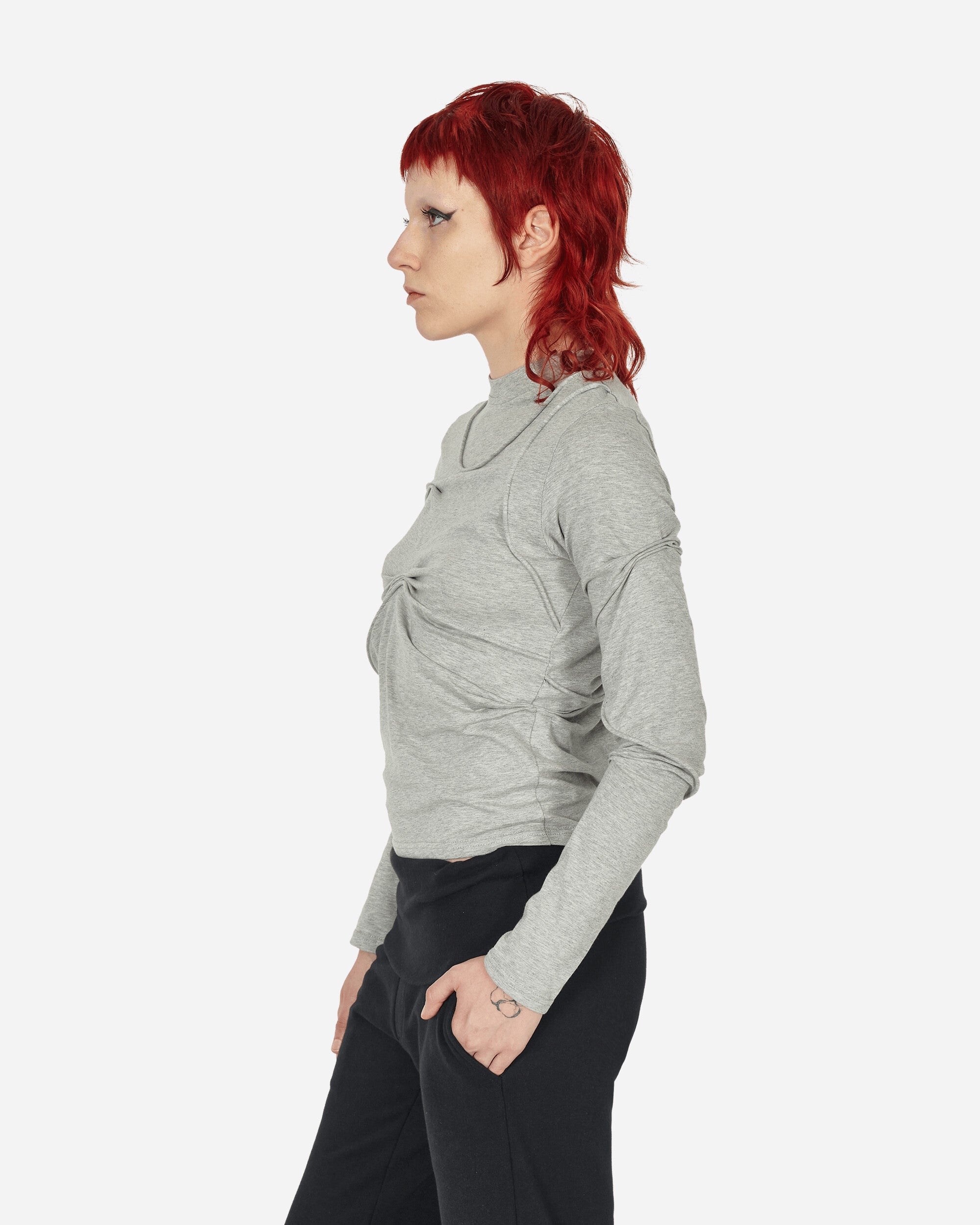 Mainline:RUS/Fr.CA/DE Pleated Long Sleeve With Piping Grey T-Shirts Longsleeve LYN  2