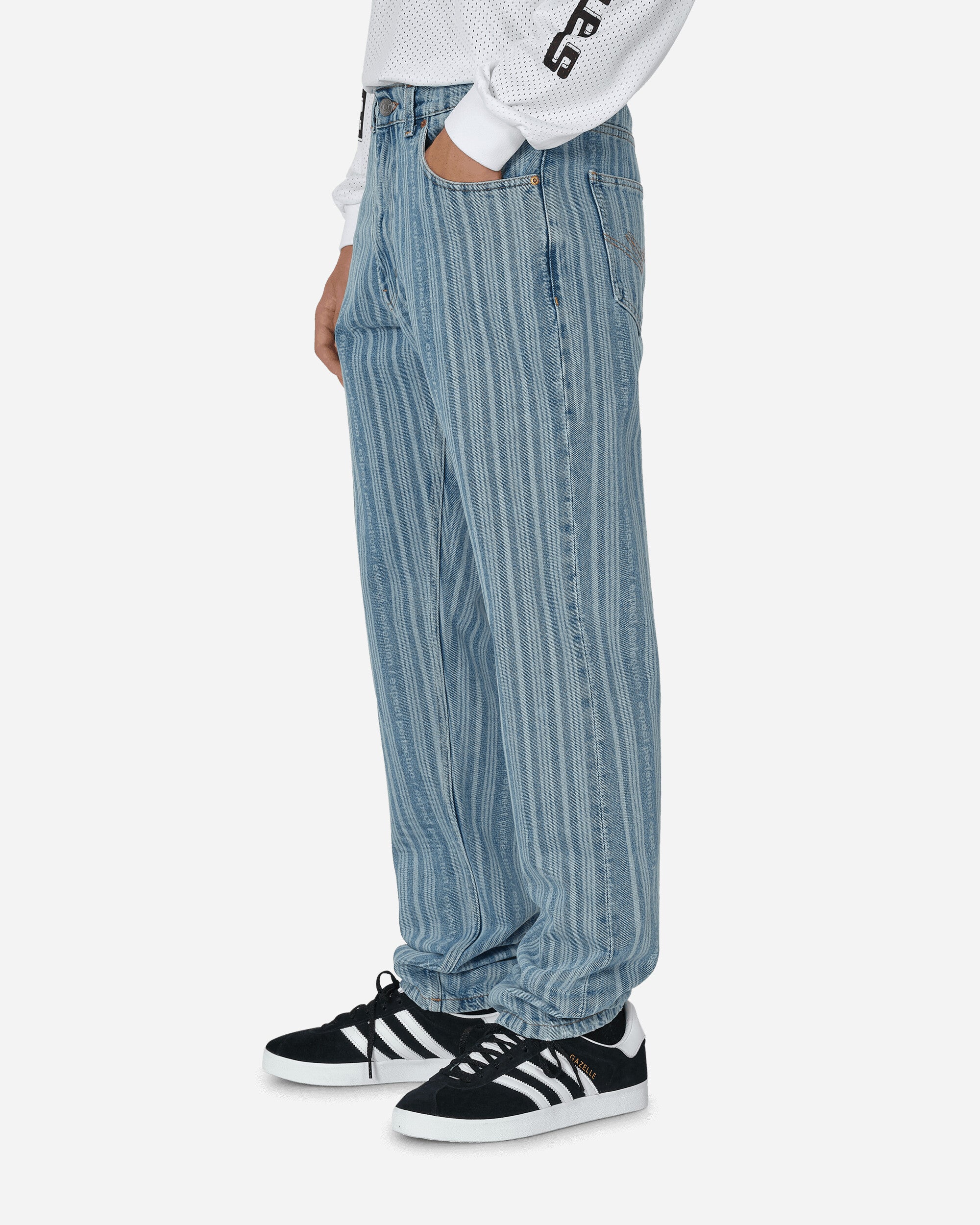 Martine Rose Straight Leg Jean Blue Pinstripe Pants Denim CMRAW23-204 001