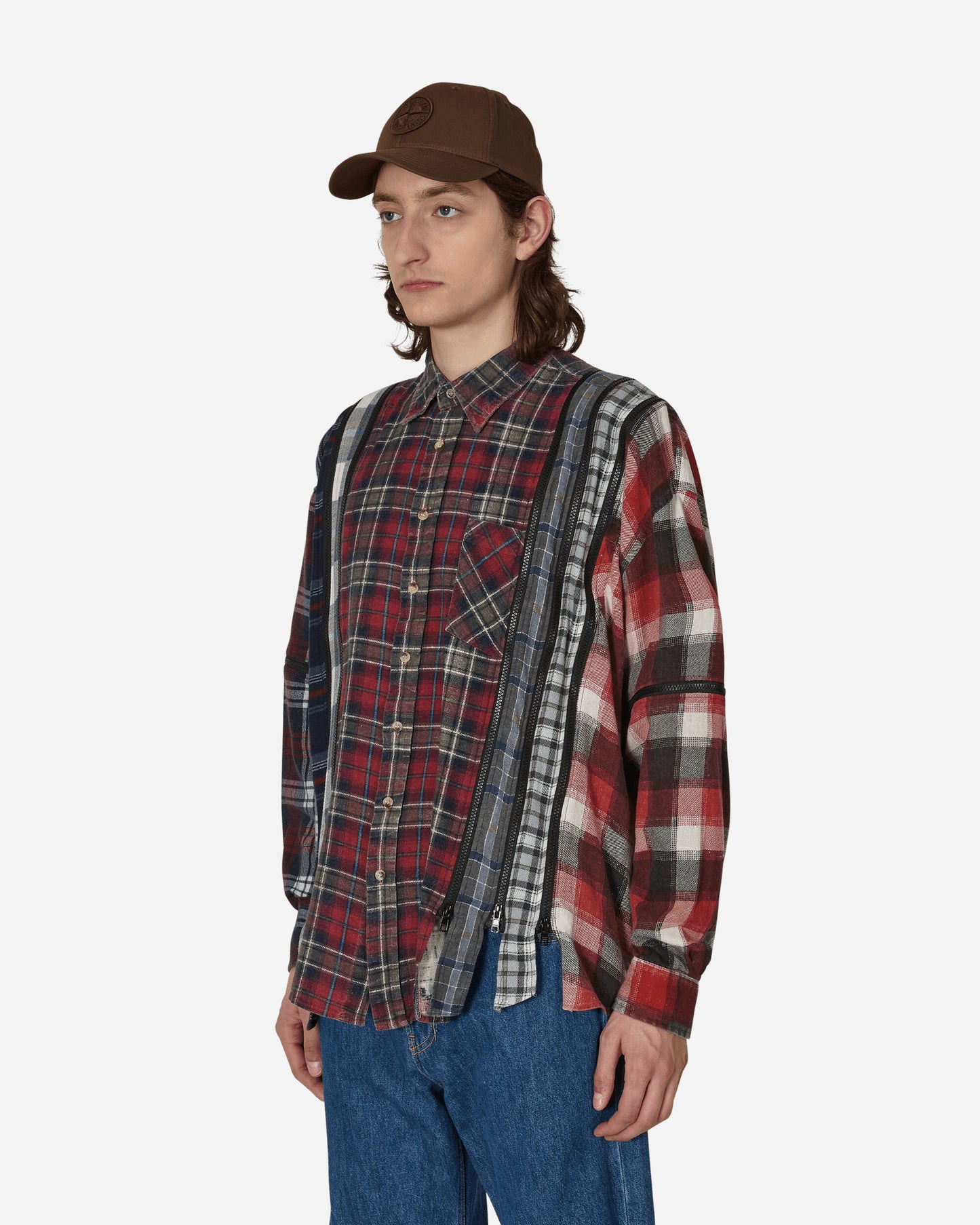 Needles Flannel Shirt - 7 Cuts Zipped Wide Shirt Assorted Shirts Longsleeve Shirt MR343 1006