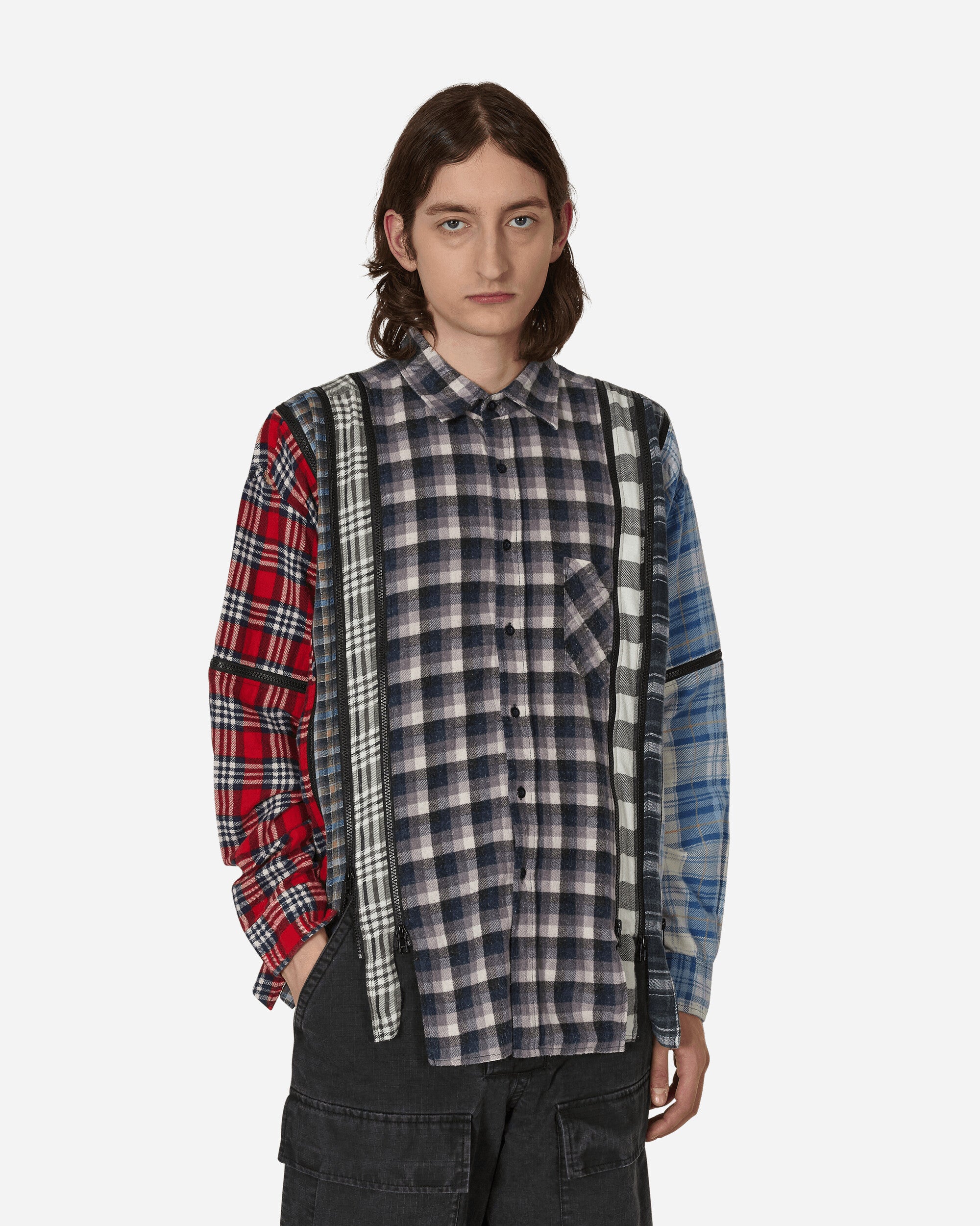 Needles Flannel Shirt - 7 Cuts Zipped Wide Shirt Assorted Shirts Longsleeve Shirt MR343 1007