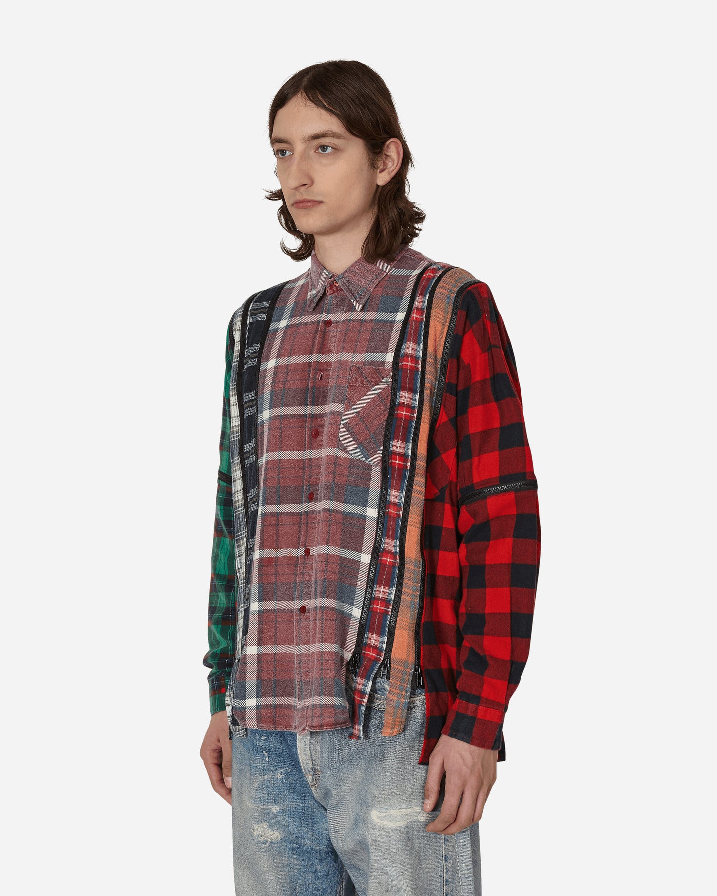 Needles Flannel Shirt - 7 Cuts Zipped Wide Shirt Assorted Shirts Longsleeve Shirt MR343 1014