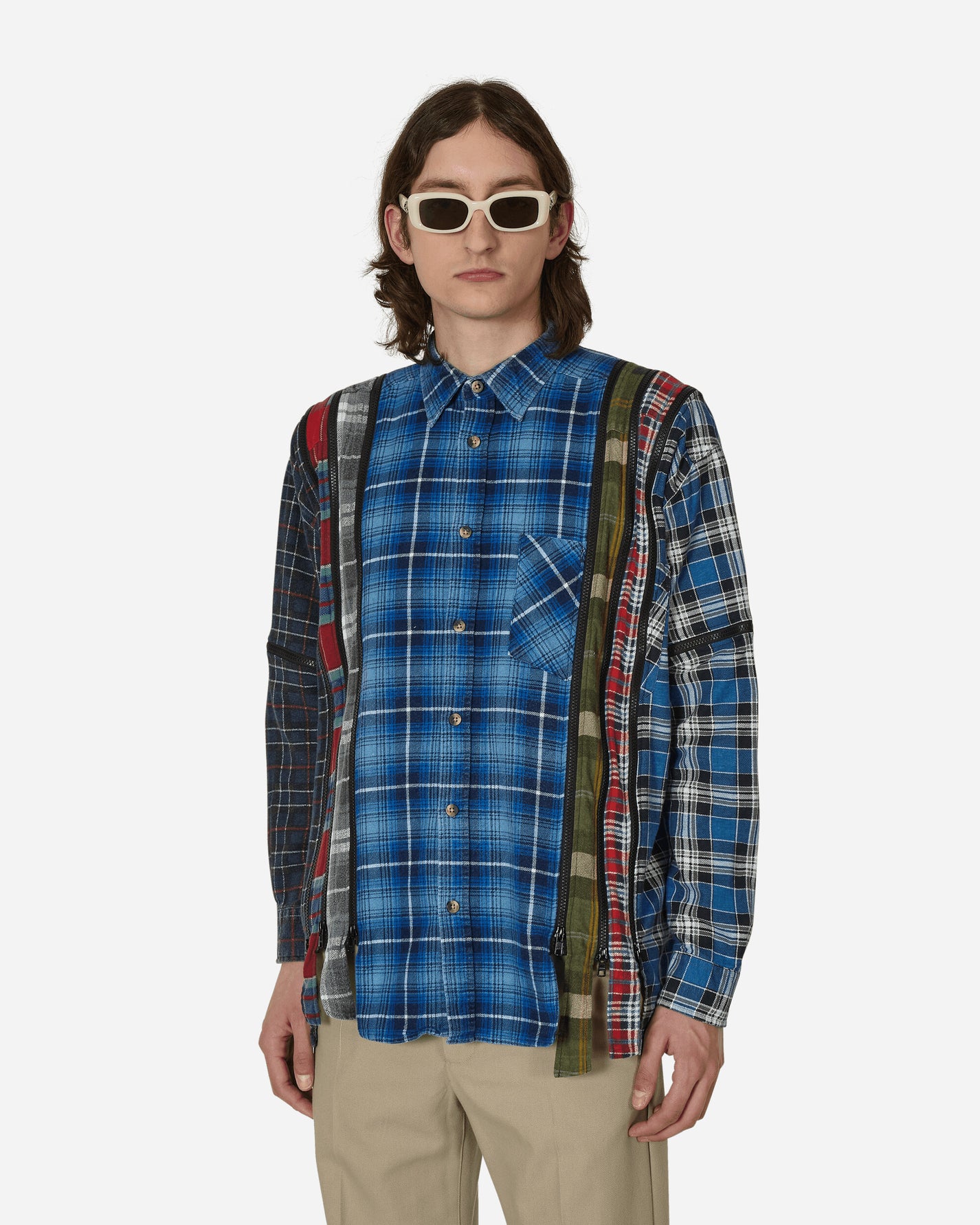 Needles Flannel Shirt - 7 Cuts Zipped Wide Shirt Assorted Shirts Longsleeve Shirt MR343 1016