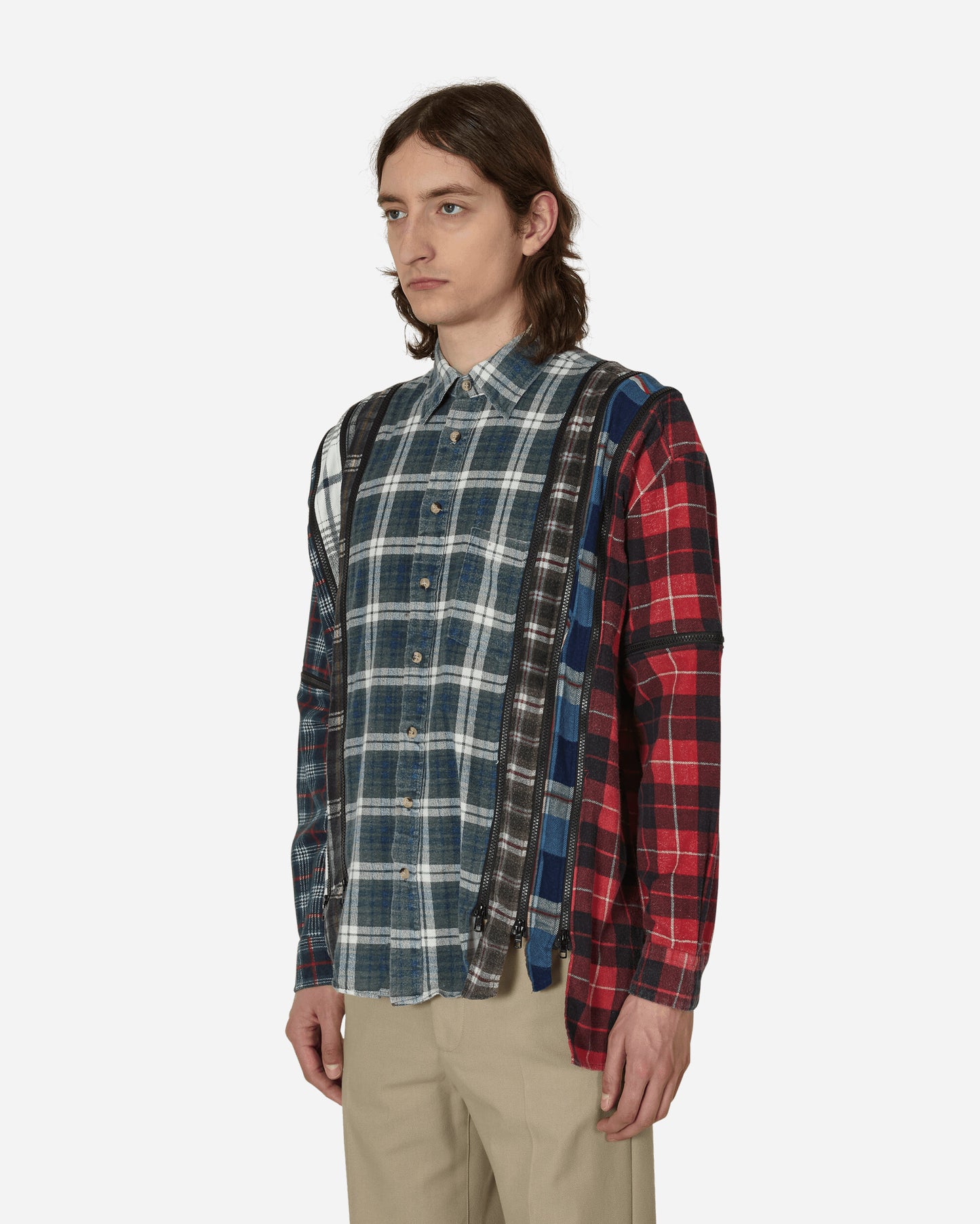 Needles Flannel Shirt - 7 Cuts Zipped Wide Shirt Assorted Shirts Longsleeve Shirt MR343 1018