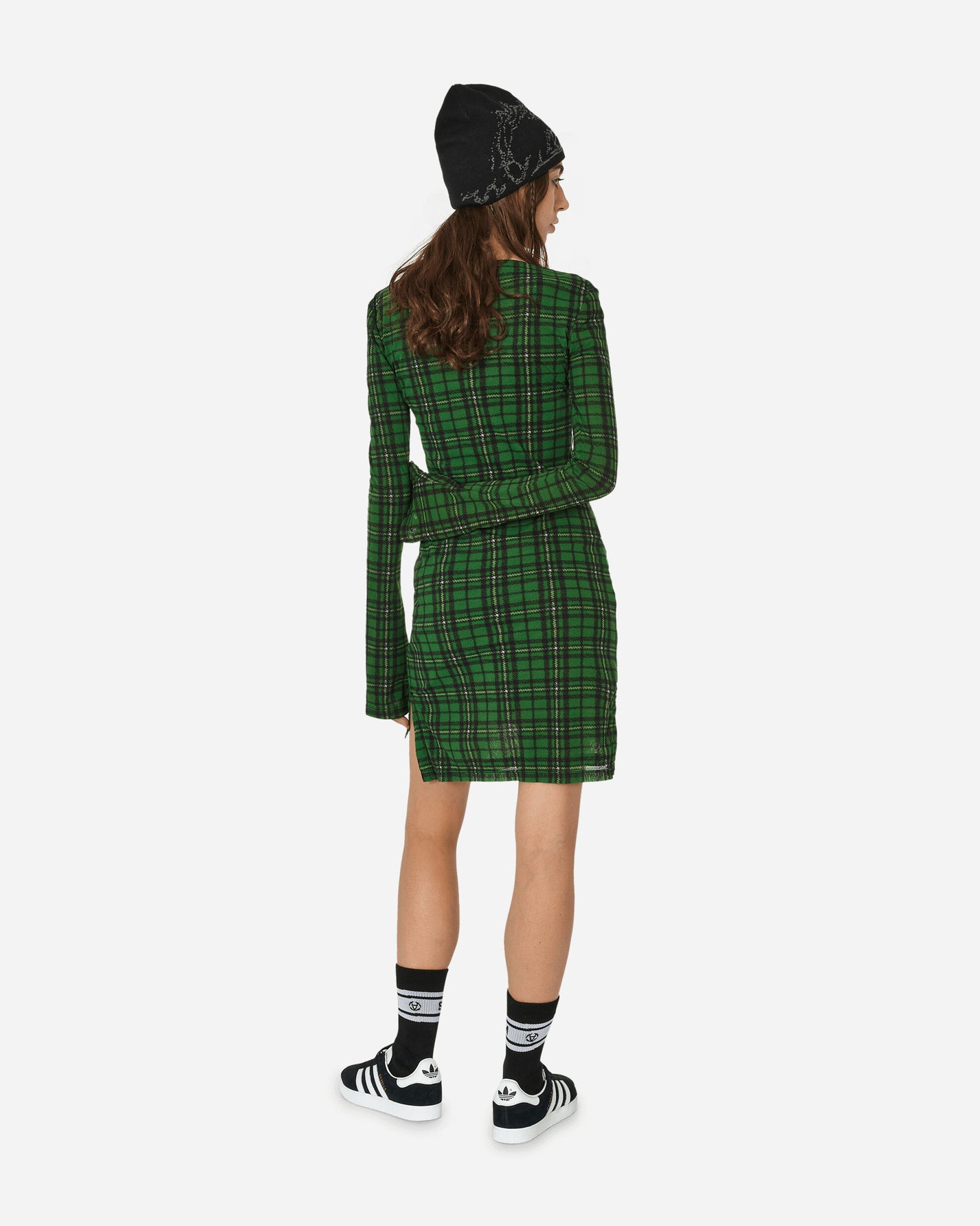 Priscavera Wmns Long Sleeve Mini Dress Green Tartan Dresses Dress Short 003146-107 GT