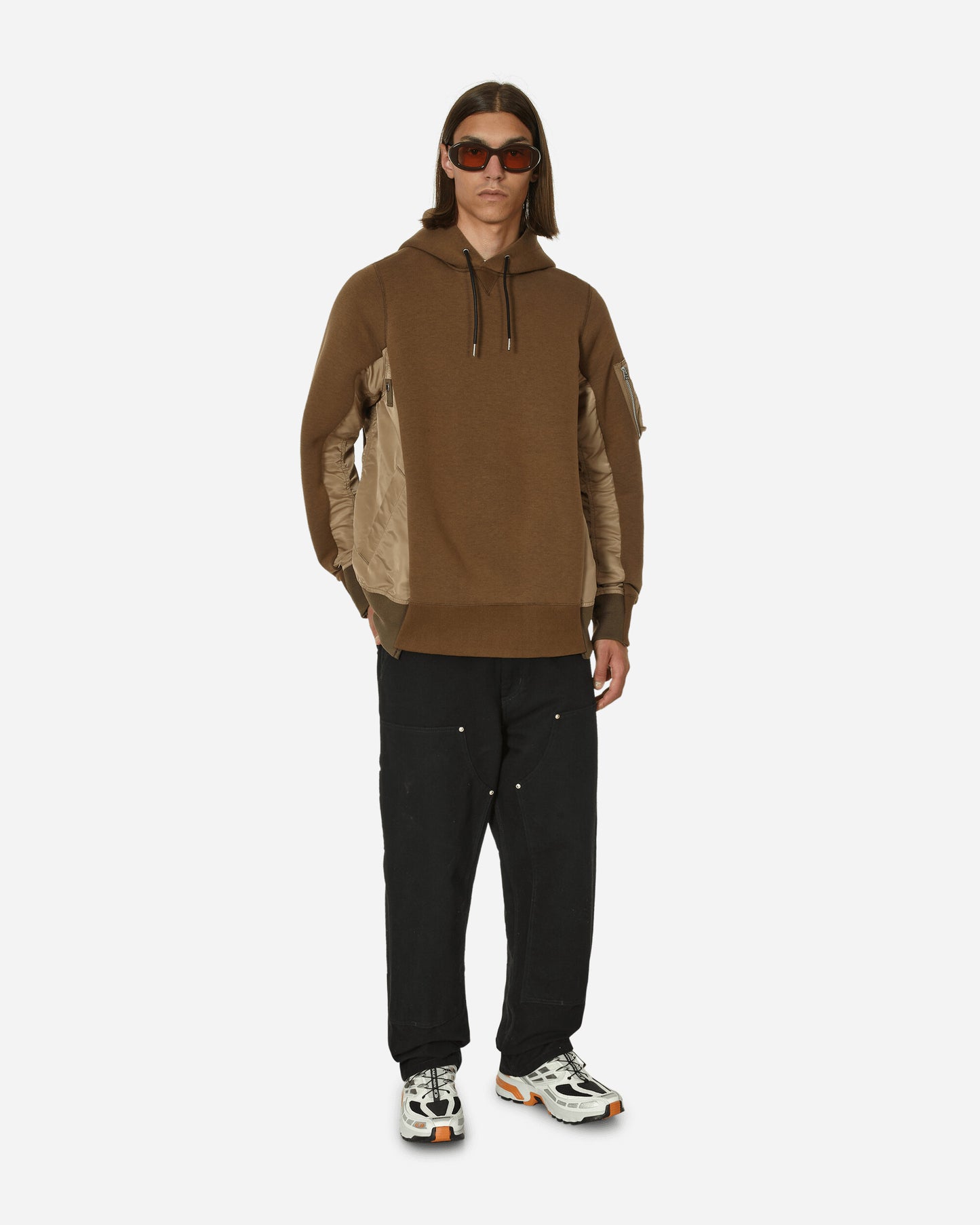 sacai Sponge Sweat X Nylon Twill Hoodie Dark Beige/Dark Beige Sweatshirts Hoodies SCM-057 640